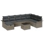 Conjunto de sofá de jardín de 9 piezas con cojines gris ratán sintético von , Outdoor-Sofas - Ref: Foro24-3358938, Preis: 545...