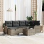 Conjunto de Sofá de Jardín de 7 Piezas con Cojines Gris Poliratán, Sofá de Jardín de 2 Asientos con Cojines Gris Poliratán by...