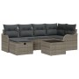 Conjunto de Sofá de Jardín de 7 Piezas con Cojines Gris Poliratán, Sofá de Jardín de 2 Asientos con Cojines Gris Poliratán by...