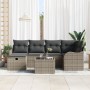 Conjunto de Sofá de Jardín de 7 Piezas con Cojines Gris Poliratán, Sofá de Jardín de 2 Asientos con Cojines Gris Poliratán by...