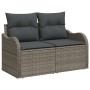 Conjunto de Sofá de Jardín de 7 Piezas con Cojines Gris Poliratán, Sofá de Jardín de 2 Asientos con Cojines Gris Poliratán by...