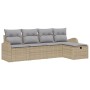 Set de Sofás de Jardín de 5 Piezas con Cojines Beige Ratán Sintético | Foro24.es | Tu tienda online para hogar, jardín y más Foro24.es