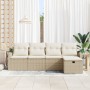 Juego de Sofá de Jardín de 5 Piezas Con Cojines Beige Ratán Poliéster by , Outdoor sofas - Ref: Foro24-3359060, Price: 335,40...