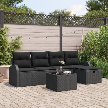 Conjunto de Sofás de Jardín de 6 Piezas con Cojines Negro Polirátan by , Outdoor sofas - Ref: Foro24-3359072, Price: 368,12 €...