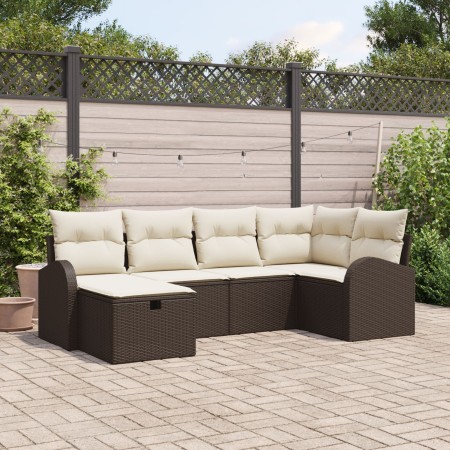 Juego de Sofás de Jardín de 6 Piezas con Cojines Marrón Poliratán by , Outdoor sofas - Ref: Foro24-3359077, Price: 401,10 €, ...