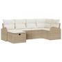 Juego de Sofá de Jardín de 6 Piezas con Cojines Beige de Ratán Poliéster von , Outdoor-Sofas - Ref: Foro24-3359080, Preis: 42...