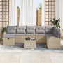 Conjunto de Sofá de Jardín de 9 Piezas con Cojines Beige de Ratán Poliéster by , Outdoor sofas - Ref: Foro24-3359139, Price: ...