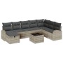 Juego de Sofá de Jardín de 9 Piezas con Cojines de en Gris Claro de Poly Rattan | Foro24.es | Tu tienda online para hogar, jardín y más Foro24.es