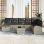 Juego de Sofá de Jardín de 9 Piezas con Cojines de en Gris Claro de Poly Rattan | Foro24.es | Tu tienda online para hogar, jardín y más Foro24.es
