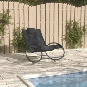 Lounger with steel pillow and black textilene by vidaXL, Loungers - Ref: Foro24-317583, Price: 74,32 €, Discount: %