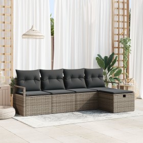 Conjunto de Sofá de Jardín de 5 Piezas con Cojines Grises, Sofá de Jardín de 2 Plazas con Cojines Grises von , Outdoor-Sofas ...