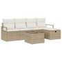 Conjunto de Sofá de Jardín de 6 Piezas con Cojines Ratán Beige,  Sofá de Jardín de 2 Plazas con Cojines Ratán Beige | Foro24.es | Tu tienda online para hogar, jardín y más Foro24.es