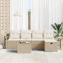 Conjunto de Sofá de Jardín de 6 Piezas con Cojines Ratán Beige,  Sofá de Jardín de 2 Plazas con Cojines Ratán Beige | Foro24.es | Tu tienda online para hogar, jardín y más Foro24.es