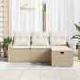 Conjunto de sofá de jardín de 4 piezas con cojines ratán sintético beige by , Outdoor sofas - Ref: Foro24-3359250, Price: 286...