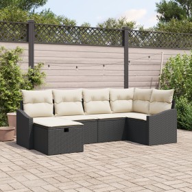 Juego de Sofás de 6 Piezas para Jardín con Cojines Ratán Poliéster Negro by , Outdoor sofas - Ref: Foro24-3359276, Price: 380...