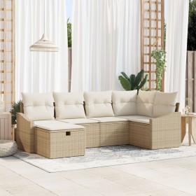 Conjunto de Sofá de Jardín de 6 Piezas con Cojines Beige de Ratán von , Outdoor-Sofas - Ref: Foro24-3359280, Preis: 418,82 €,...