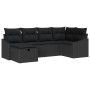 Juego de Sofás de Jardín de 6 Piezas con Cojines Ratán Poliéster Negro by , Outdoor sofas - Ref: Foro24-3359282, Price: 405,4...