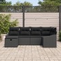 Juego de Sofás de Jardín de 6 Piezas con Cojines Ratán Poliéster Negro by , Outdoor sofas - Ref: Foro24-3359282, Price: 405,4...