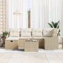 Juego de Sofá de Jardín de 7 Piezas con Cojines Beige de Ratán Poliéster von , Outdoor-Sofas - Ref: Foro24-3359290, Preis: 46...