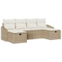 Conjunto de sofá de jardín de 6 piezas con cojines beige de ratán polivalente by , Outdoor sofas - Ref: Foro24-3359320, Price...