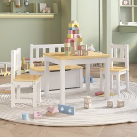 Mesa y sillas infantiles 4 piezas MDF blanco y beige