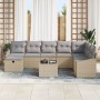 Conjunto de Sofá de Jardín de 9 Piezas con Cojines Beige de Ratán Poliéster by , Outdoor sofas - Ref: Foro24-3359339, Price: ...