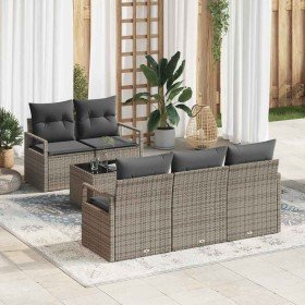 Conjunto de sofá de jardín 6 pcs Gris 55 x 55 x 37 cm