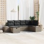 Juego de Sofá de Jardín de 6 Piezas con Cojines Gris Ratán Poliéster von , Outdoor-Sofas - Ref: Foro24-3359378, Preis: 408,29...