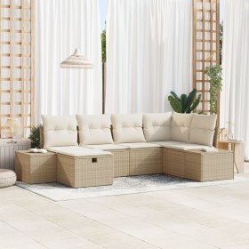 Conjunto de Sofá de Jardín de 6 piezas con Cojines Beige Ratán Sintético von , Outdoor-Sofas - Ref: Foro24-3359380, Preis: 44...