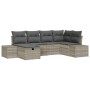 Conjunto de Sofá de Jardín de 6 Piezas con Cojines Gris Claro de Ratán Poliéster by , Outdoor sofas - Ref: Foro24-3359381, Pr...