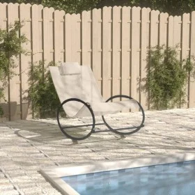 Sun lounger with cream-colored steel frame and textilene pillow. by vidaXL, Loungers - Ref: Foro24-317585, Price: 74,49 €, Di...