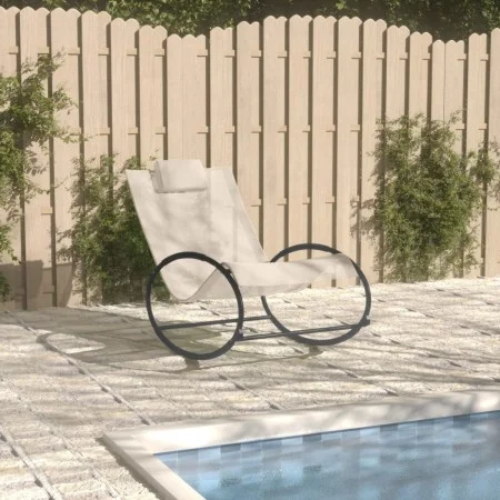 Sun lounger with cream-colored steel frame and textilene pillow. by vidaXL, Loungers - Ref: Foro24-317585, Price: 74,49 €, Di...