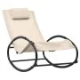 Sun lounger with cream-colored steel frame and textilene pillow. by vidaXL, Loungers - Ref: Foro24-317585, Price: 74,49 €, Di...