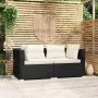 Sofá de 2 plazas con cojines ratán sintético negro de vidaXL, Conjuntos de jardín - Ref: Foro24-317487, Precio: 200,33 €, Des...