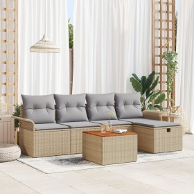Juego de sofá de jardín de 6 piezas con cojines beige de poliratán by , Outdoor sofas - Ref: Foro24-3359448, Price: 370,56 €,...