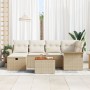 Conjunto de Sofá de Jardín de 7 Piezas con Cojines Beige Ratán Poliéster by , Outdoor sofas - Ref: Foro24-3359456, Price: 471...