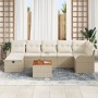Set de Sofá de Jardín de 8 Piezas con Cojines Beige Poliratán, Sofá de Jardín de 2 Plazas con Cojines Beige Poliratán by , Ou...