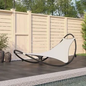 Tumbona mecedora con ruedas acero y tejido textilene crema de vidaXL, Tumbonas - Ref: Foro24-317605, Precio: 91,13 €, Descuen...