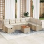 Conjunto de Sofás de Jardín de 9 Piezas con Cojines Beige Poliratán, Sofá de Jardín de 2 Plazas con Cojines Beige Poliratán | Foro24.es | Tu tienda online para hogar, jardín y más Foro24.es