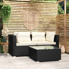 3-piece garden furniture set and black synthetic rattan cushions by vidaXL, Garden sets - Ref: Foro24-317488, Price: 248,44 €...