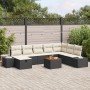 Conjunto de sofá de jardín de 9 piezas con cojines negros de ratán de poliéster von , Outdoor-Sofas - Ref: Foro24-3359607, Pr...