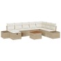 Conjunto de Sofás de Jardín de 9 Piezas con Cojines Beige de Poliratán by , Outdoor sofas - Ref: Foro24-3359610, Price: 594,2...