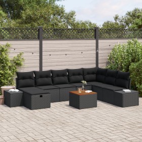 Juego de Sofá de Jardín de 9 Piezas con Cojines Negro Poliratán von , Outdoor-Sofas - Ref: Foro24-3359611, Preis: 577,94 €, R...