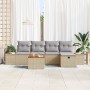 Conjunto de Sofás de Jardín de 6 Piezas con Cojines Beige de Poliratán | Foro24.es | Tu tienda online para hogar, jardín y más Foro24.es
