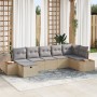 Conjunto de Sofás de Jardín de 7 Piezas con Cojines Beige Poliratán | Foro24.es | Tu tienda online para hogar, jardín y más Foro24.es