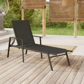 Sonnenliege aus Stahl und schwarzem Textilene-Gewebe von vidaXL, Liegen - Ref: Foro24-317595, Preis: 152,59 €, Rabatt: %