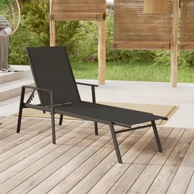 Tumbona de acero y tela textilene negro de vidaXL, Tumbonas - Ref: Foro24-317595, Precio: 149,68 €, Descuento: %