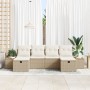 Juego de Sofá de Jardín de 6 Piezas con Cojines Beige Poliratán von , Outdoor-Sofas - Ref: Foro24-3359653, Preis: 437,33 €, R...