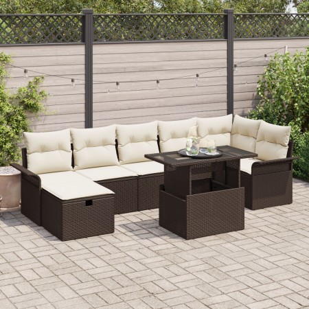 Juego de Sofá de Jardín de 8 Piezas con Cojines en Ratán Sintético Marrón by , Outdoor sofas - Ref: Foro24-3359685, Price: 58...