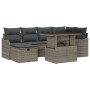 Conjunto de Sofás de Jardín de 7 Piezas con Cojines Gris Poliratán, Sofá de Jardín de 2 Plazas con Cojines Gris Poliratán by ...